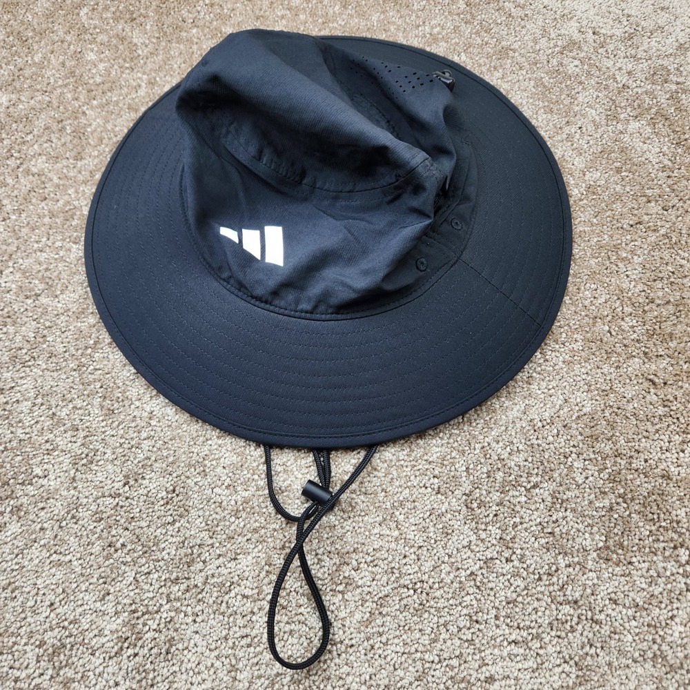 Adidas Golf Wide Brim Hat Black UPF 50 Sun Protection S/M HS5474 New